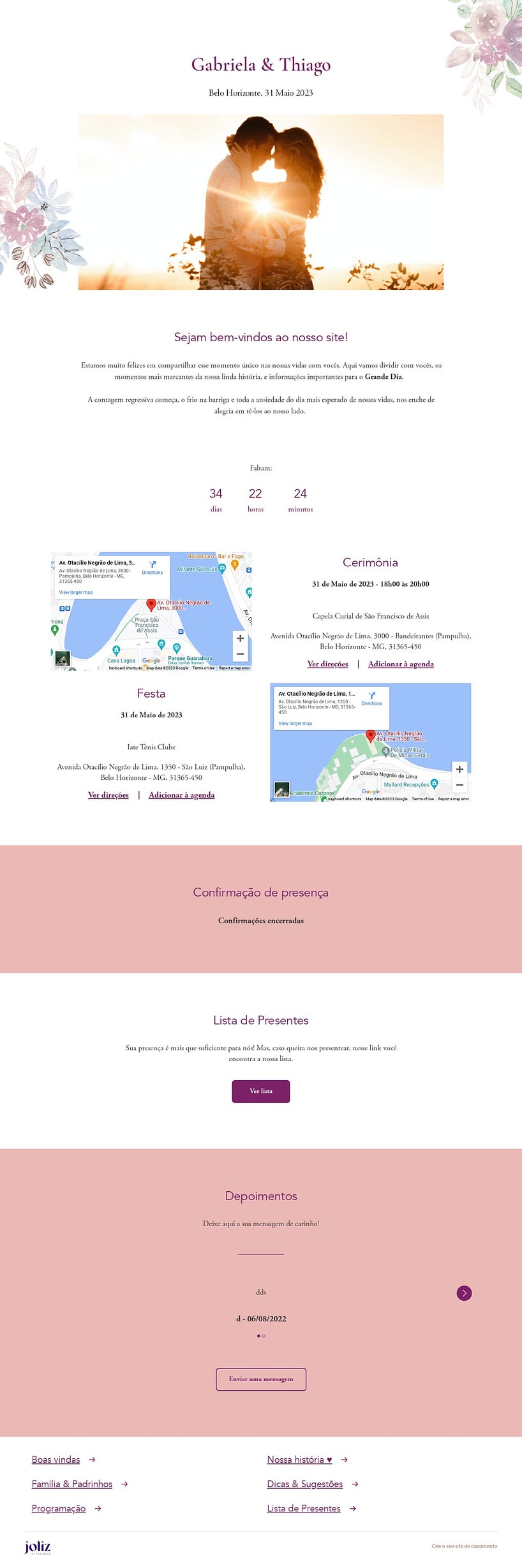 Crie seu site de Casamento - Flores aquarela| FestaLab