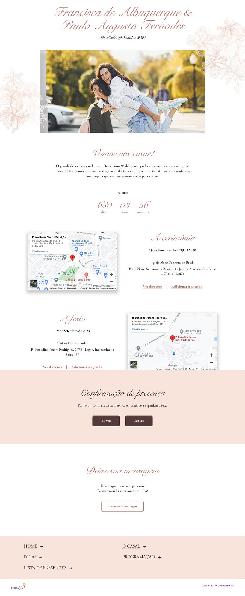 Crie seu site de Casamento - Rústico delicado| FestaLab