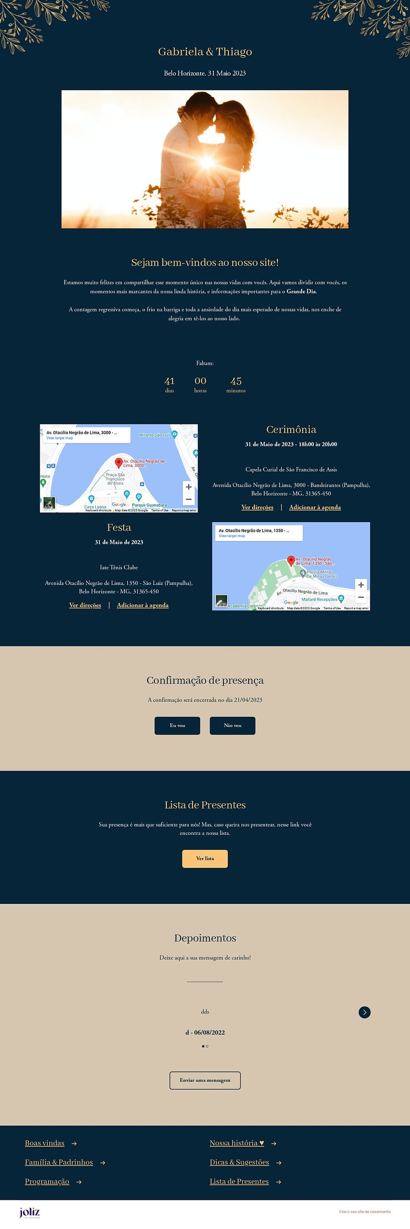 Vibe de Casamento - Folhagem Luxuosa Azul e Dourada