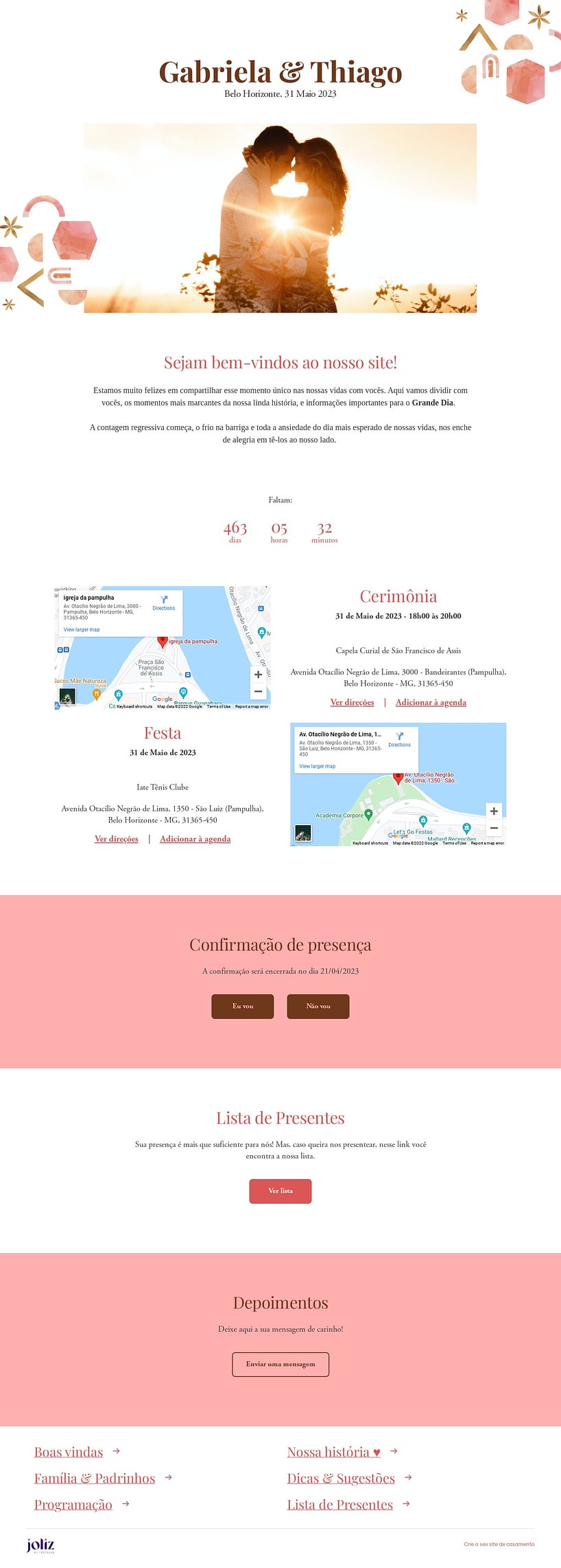 Crie seu site de Casamento - Formas douradas| FestaLab