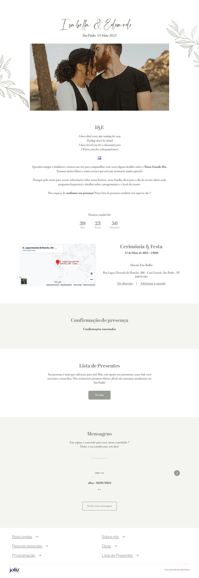 Crie seu site de Casamento - Folhagem minimalista fendi| FestaLab