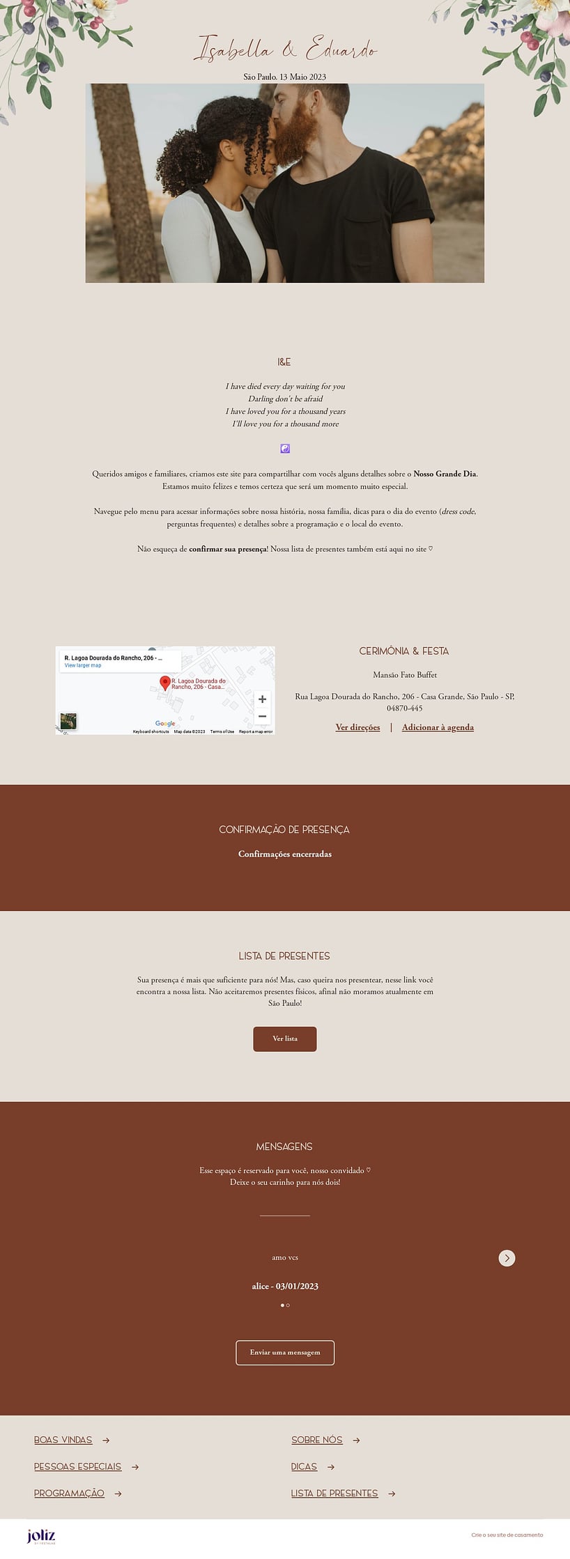 Crie seu site de Casamento - Mirtilos de Provença| FestaLab