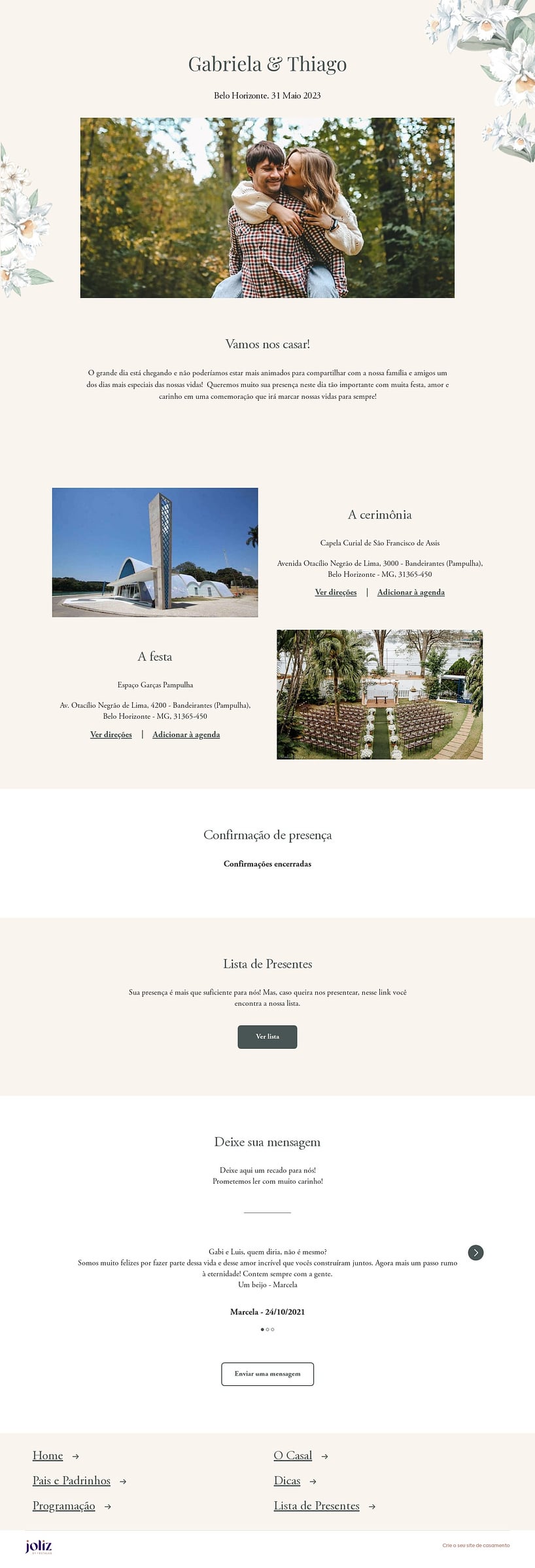 Crie seu site de Casamento - Orquideas| FestaLab