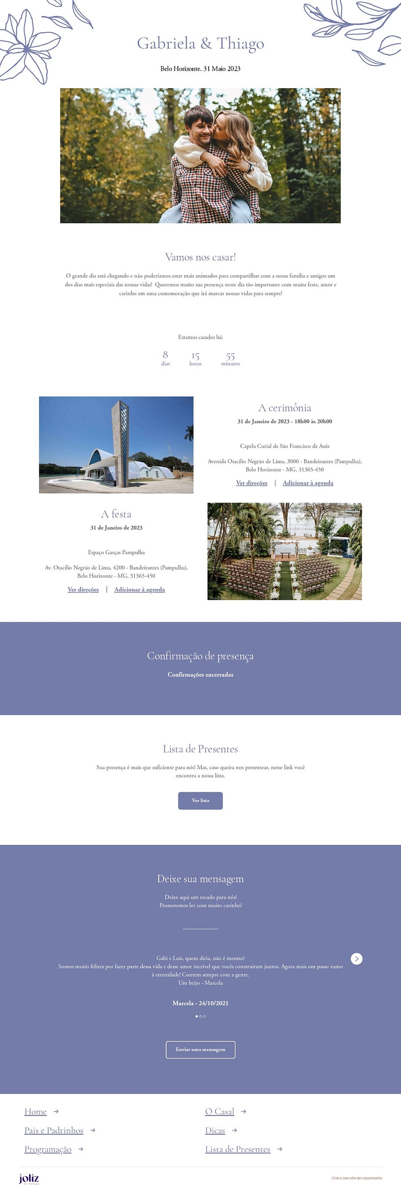Crie seu site de Casamento - Pétalas azul| FestaLab