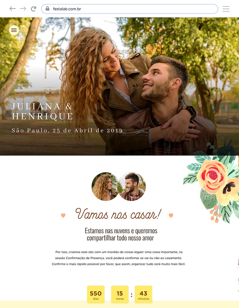 Crie seu site de Casamento - Rústico Amarelo| FestaLab