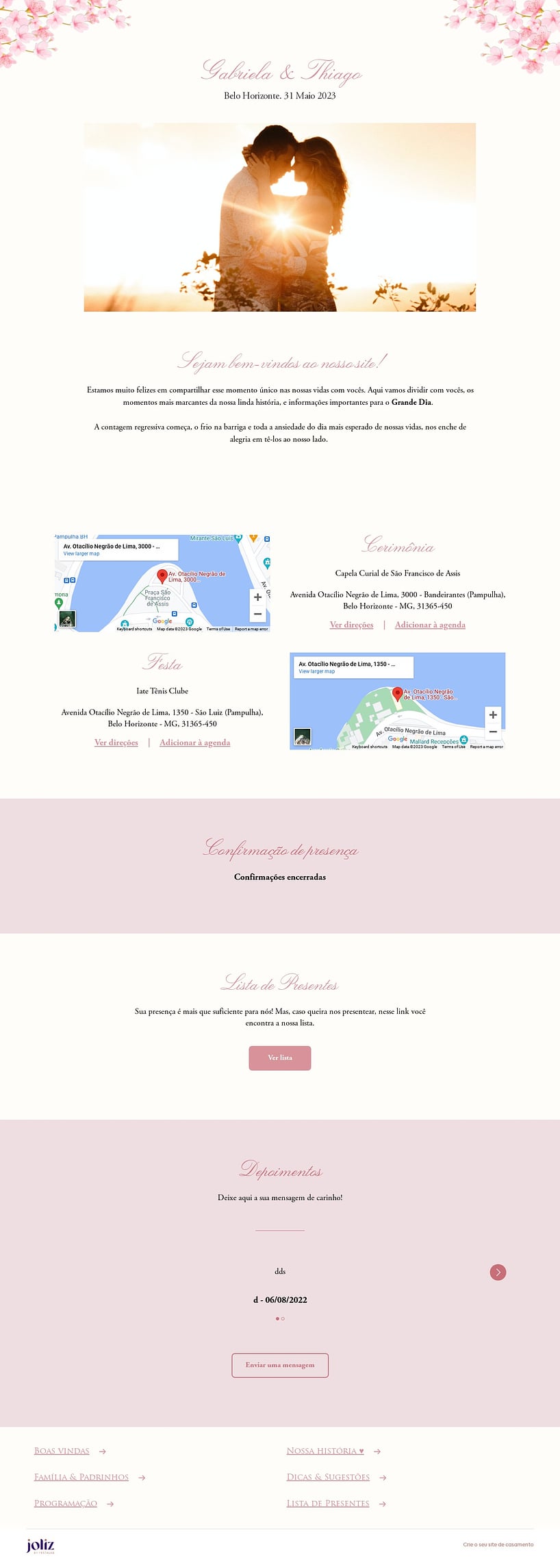 Crie seu site de Casamento - Sakuras delicadas| FestaLab