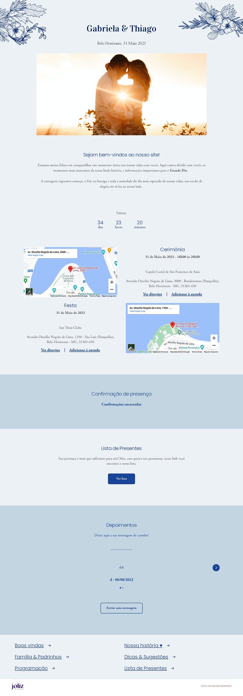 Crie seu site de Casamento - Traços Azul| FestaLab