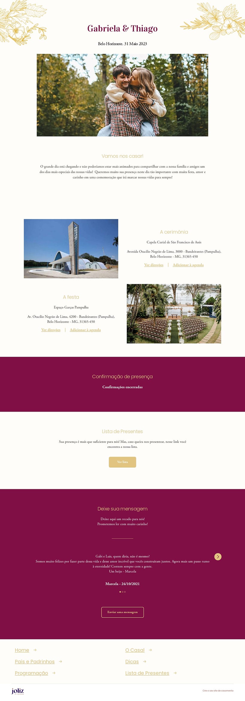 Crie seu site de Casamento - Traços marsala| FestaLab
