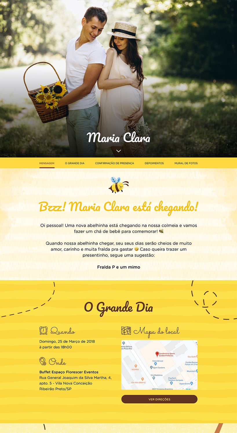 Convite Online Chá de bebê - Abelhinha | FestaLab