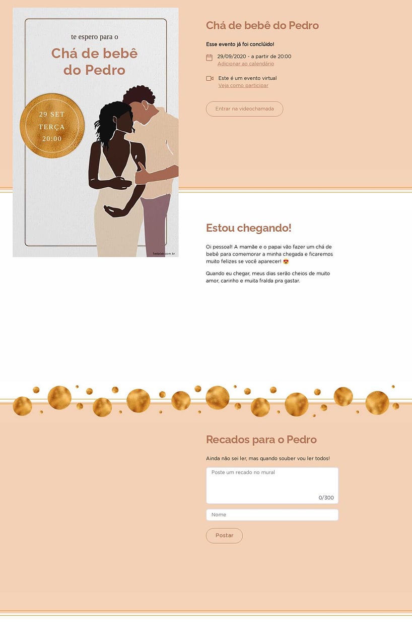 Convite Online Chá de bebê - Amor de Pais | FestaLab