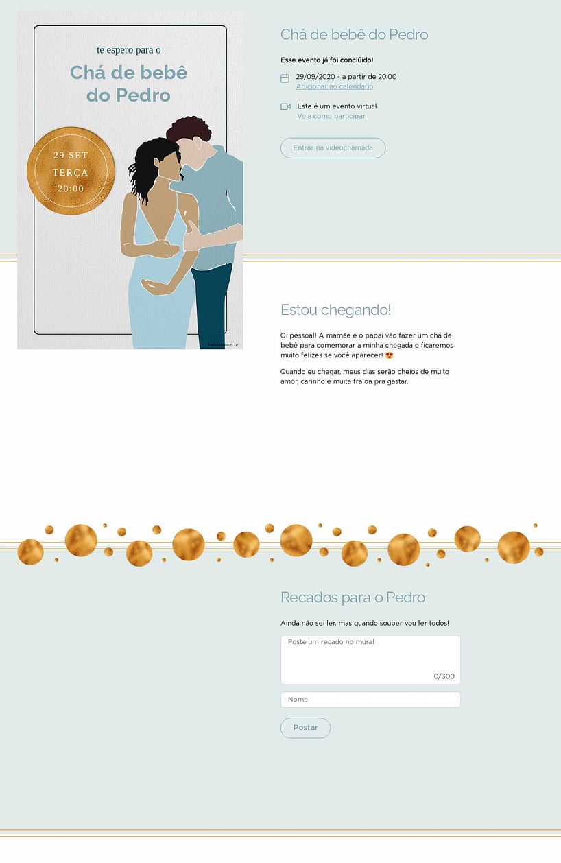 Convite Online Chá de bebê - Amor de Pais azul | FestaLab