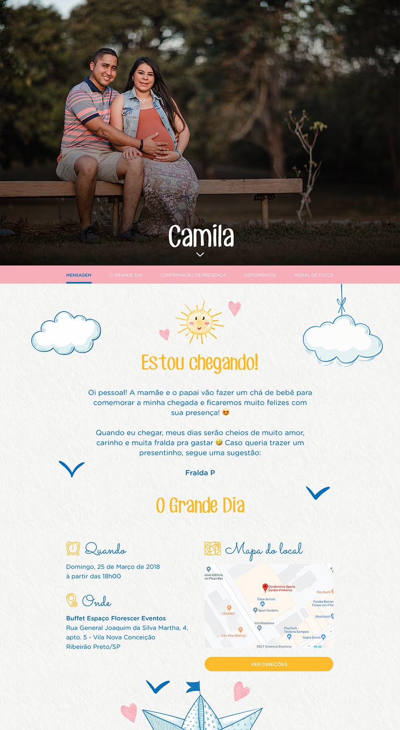 Convite Online Chá de bebê - Aquarela | FestaLab
