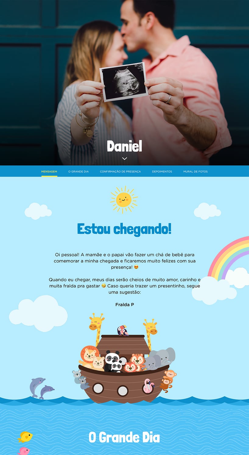 Convite Online Chá de bebê - Arca de Noé Azul | FestaLab