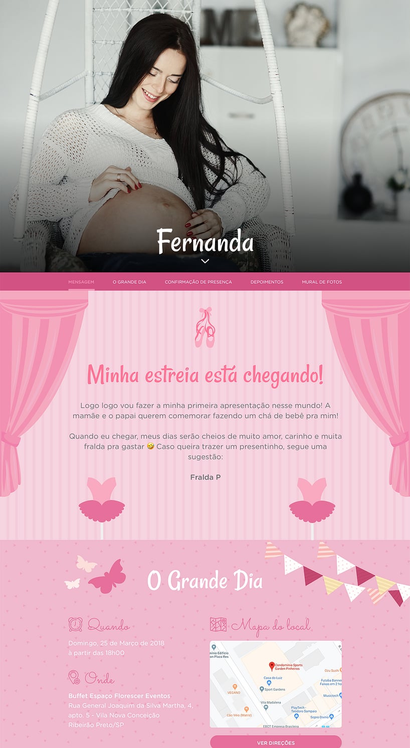 Convite Online Chá de bebê - Bailarina | FestaLab