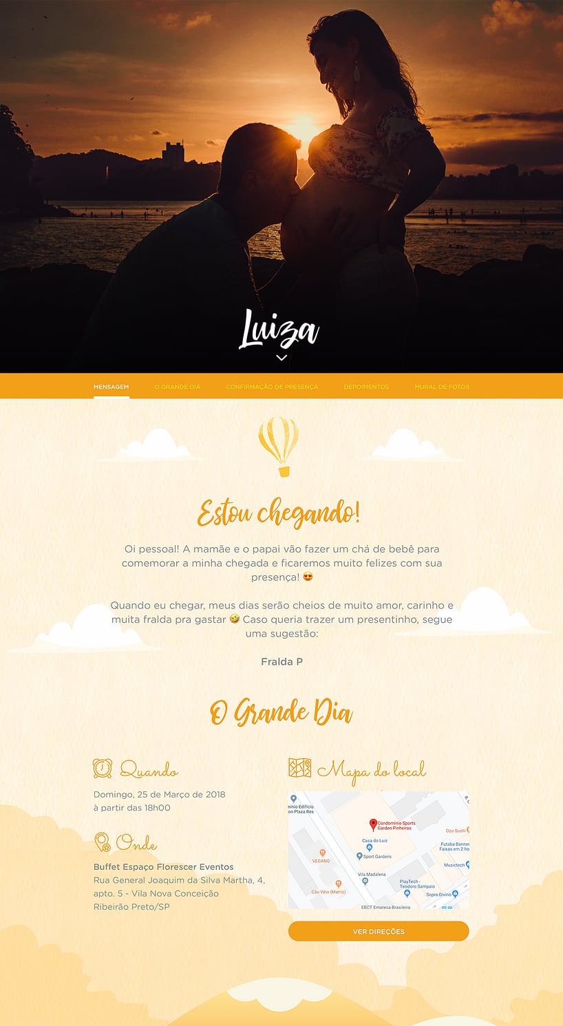 Convite Online Chá de bebê - Balão Amarelo | FestaLab