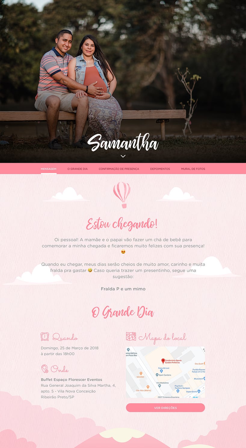 Convite Online Chá de bebê - Balão Rosa | FestaLab