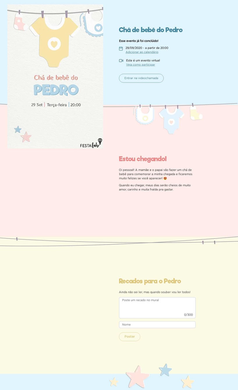 Convite Online Chá de bebê - Boas-vindas | FestaLab