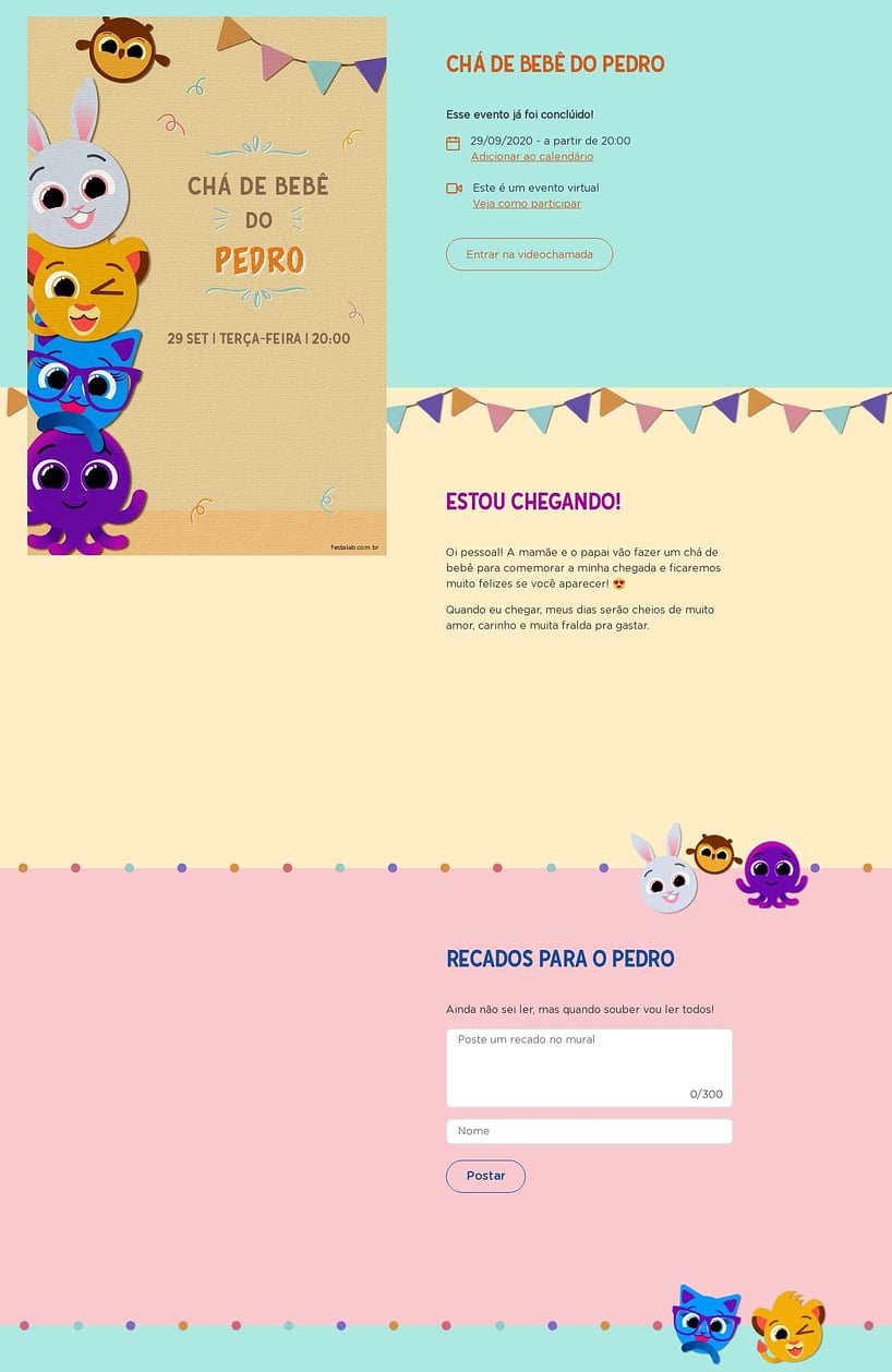 Convite Online Chá de bebê - Bolofofos Surpresa | FestaLab