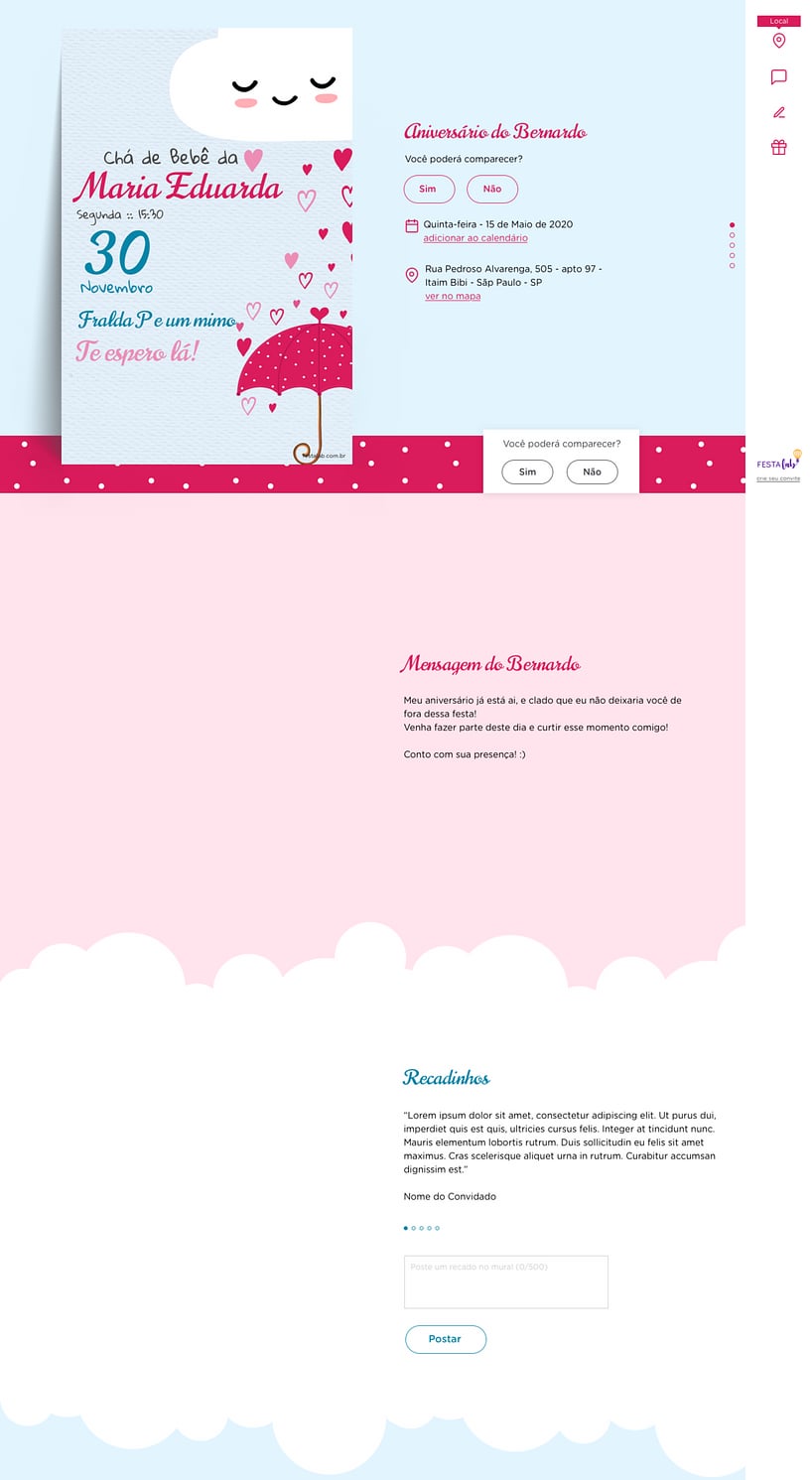 Convite Online Chá de bebê - Chuva de Amor | FestaLab