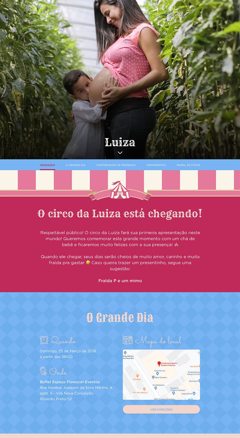 Convite Online Chá de bebê - Uma Festa no Circo: Rosa | FestaLab