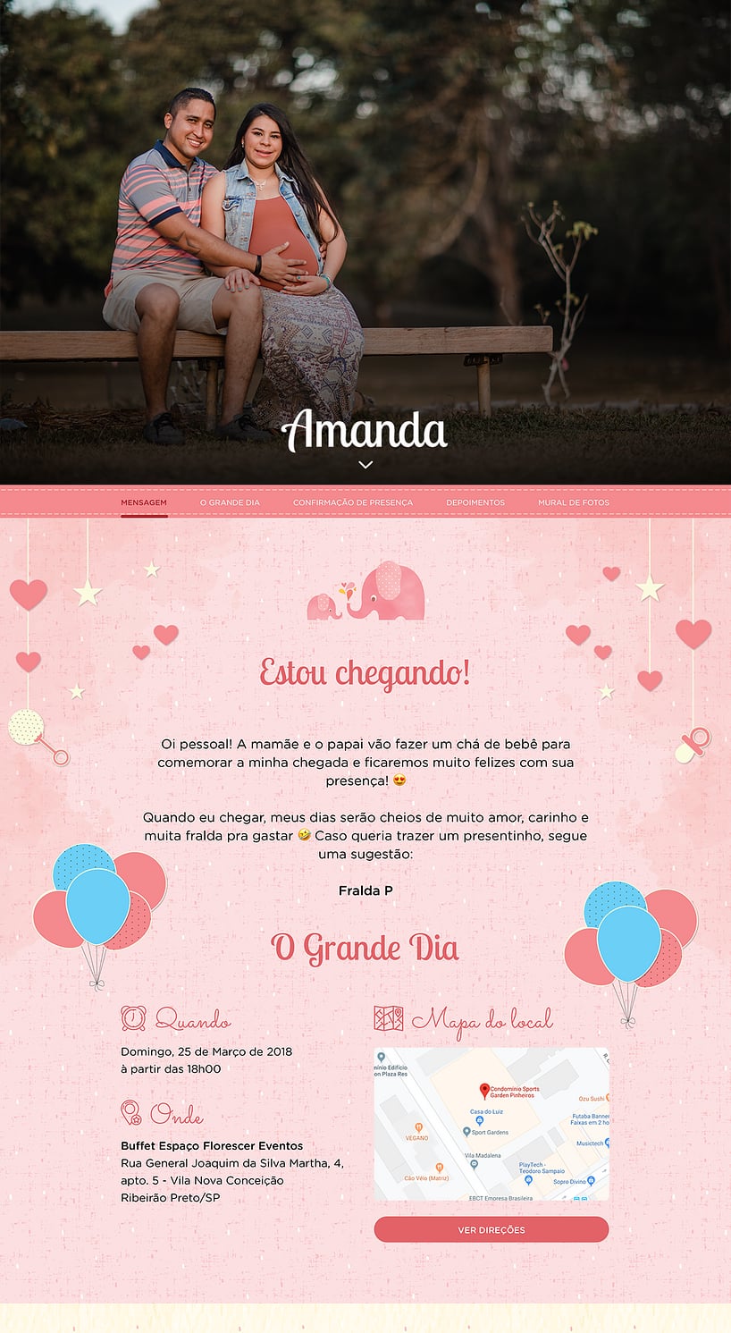 Convite Online Chá de bebê - Elefantinho de Bolinhas: Rosa | FestaLab