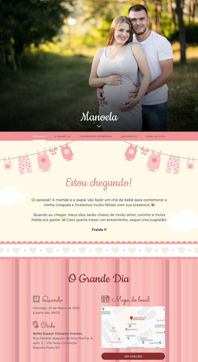 Convite Online Chá de bebê - Enxoval Menina | FestaLab
