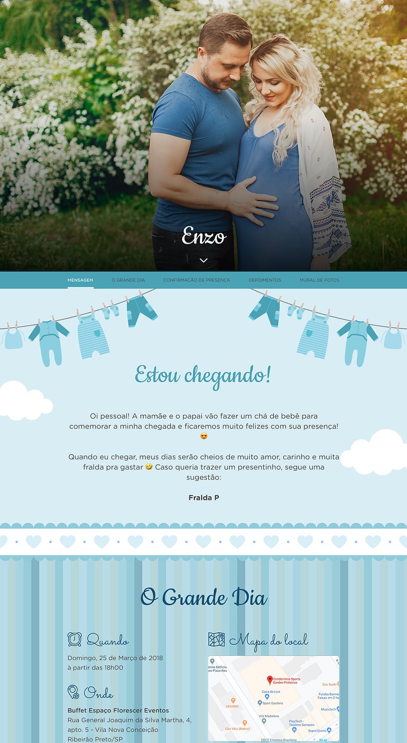 Convite Online Chá de bebê - Enxoval Menino | FestaLab