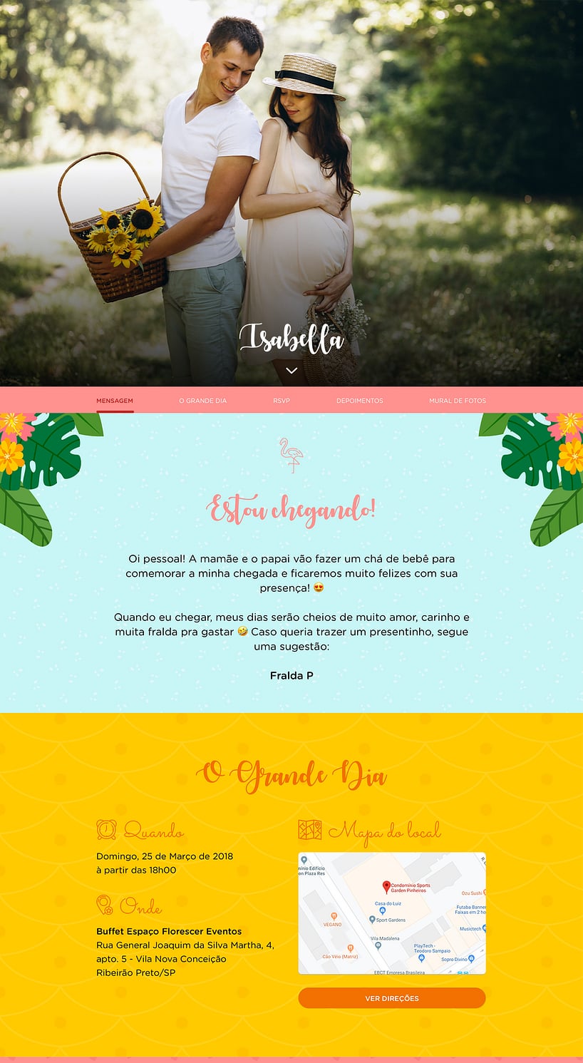 Convite Online Chá de bebê - Flamingo | FestaLab