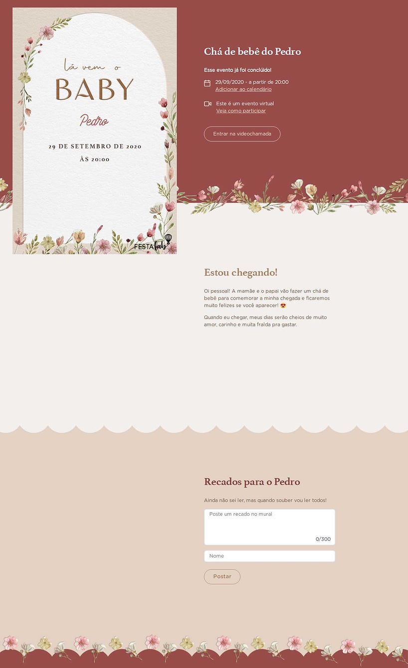 Convite Online Chá de bebê - Flores Neutras | FestaLab