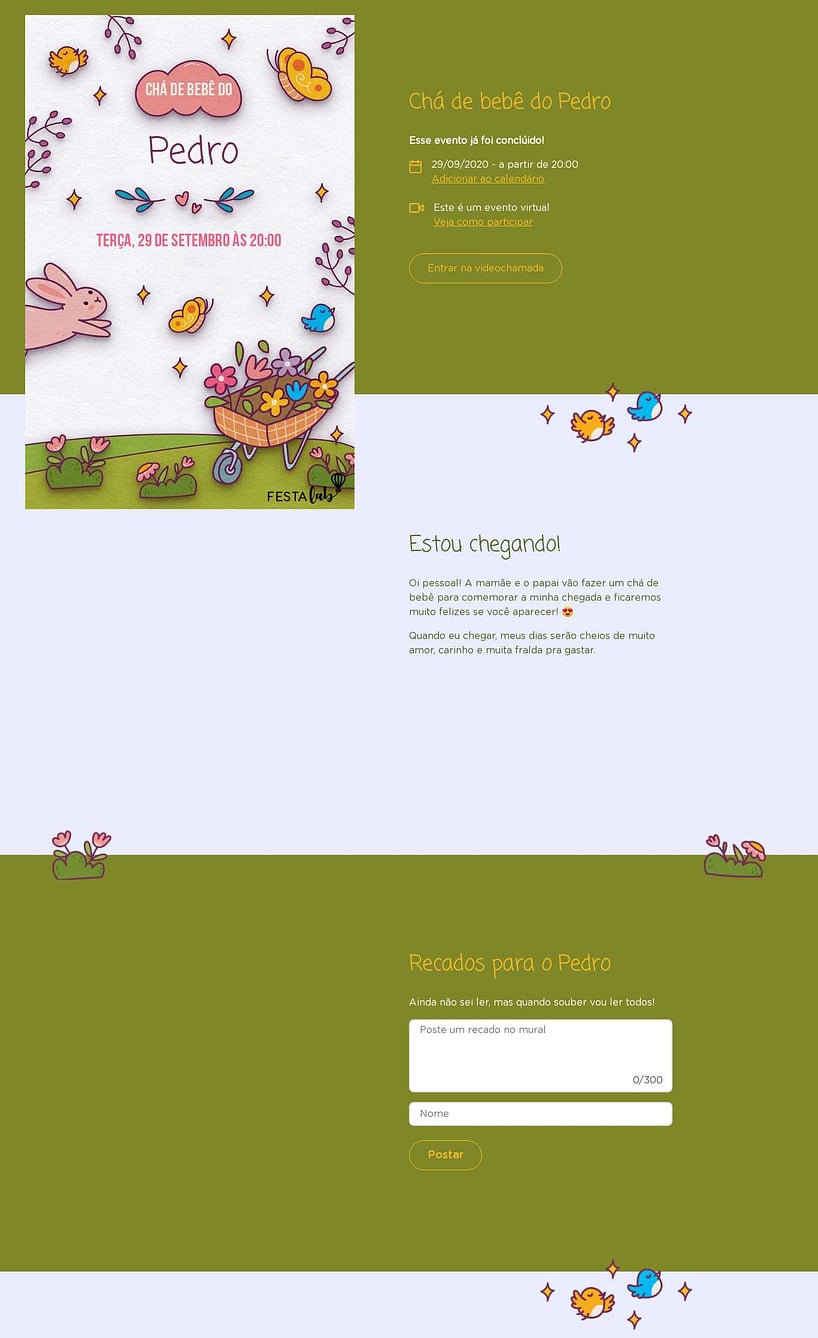 Convite Online Chá de bebê - No Reino das Flores: Branco | FestaLab