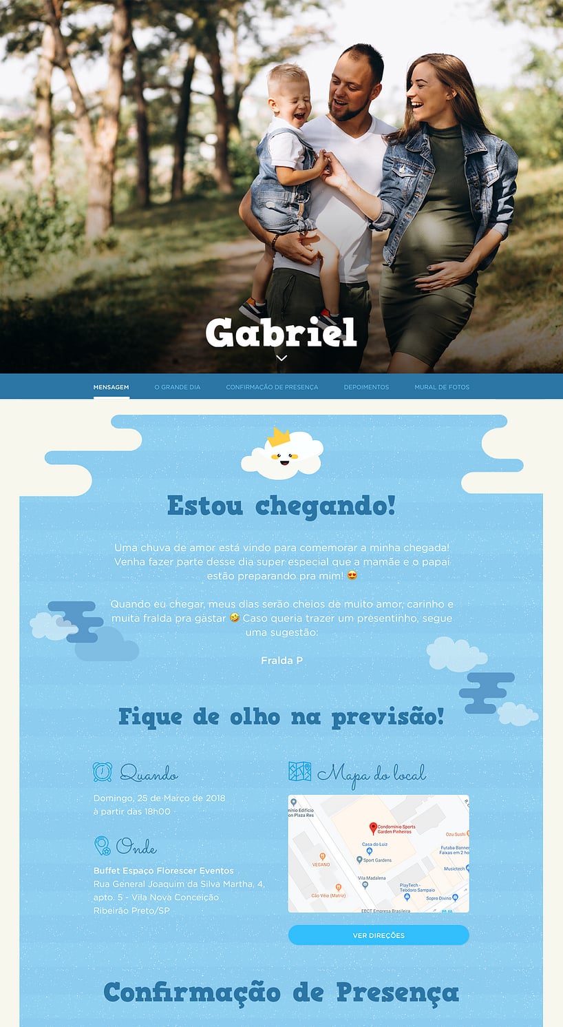 Convite Online Chá de bebê - Nuvem | FestaLab