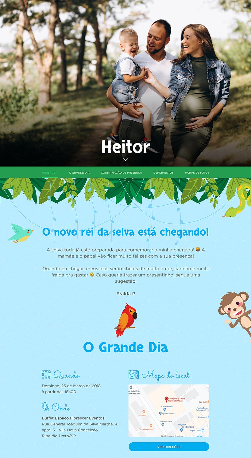 Convite Online Chá de bebê - Safari azul | FestaLab
