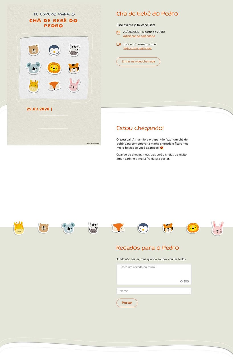 Convite Online Chá de bebê - Safari Baby | FestaLab