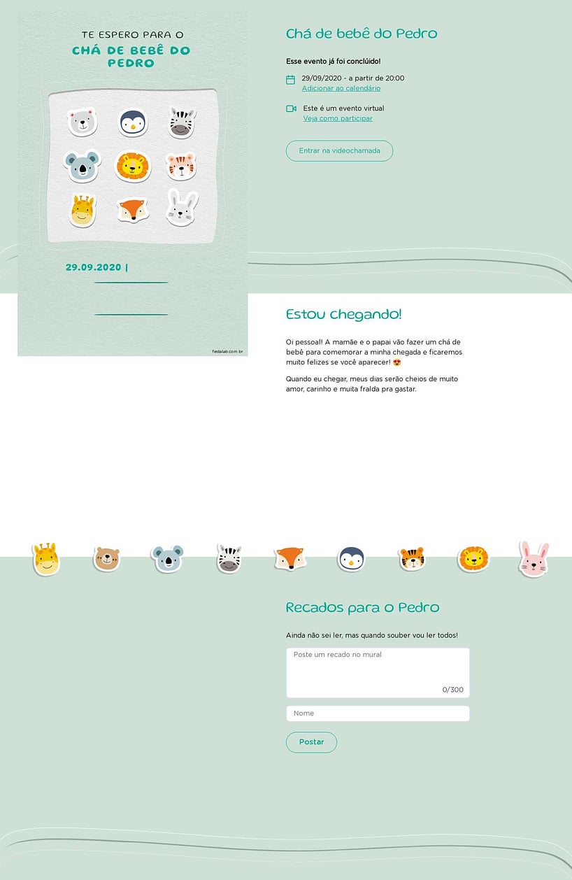 Convite Online Chá de bebê - Safari Baby Verde | FestaLab