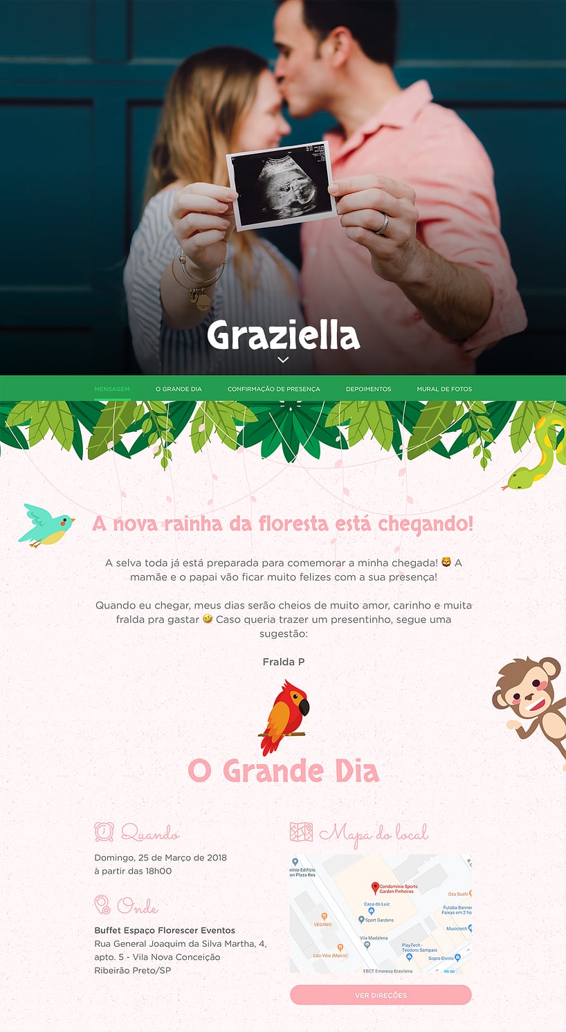Convite Online Chá de bebê - Safari rosa | FestaLab