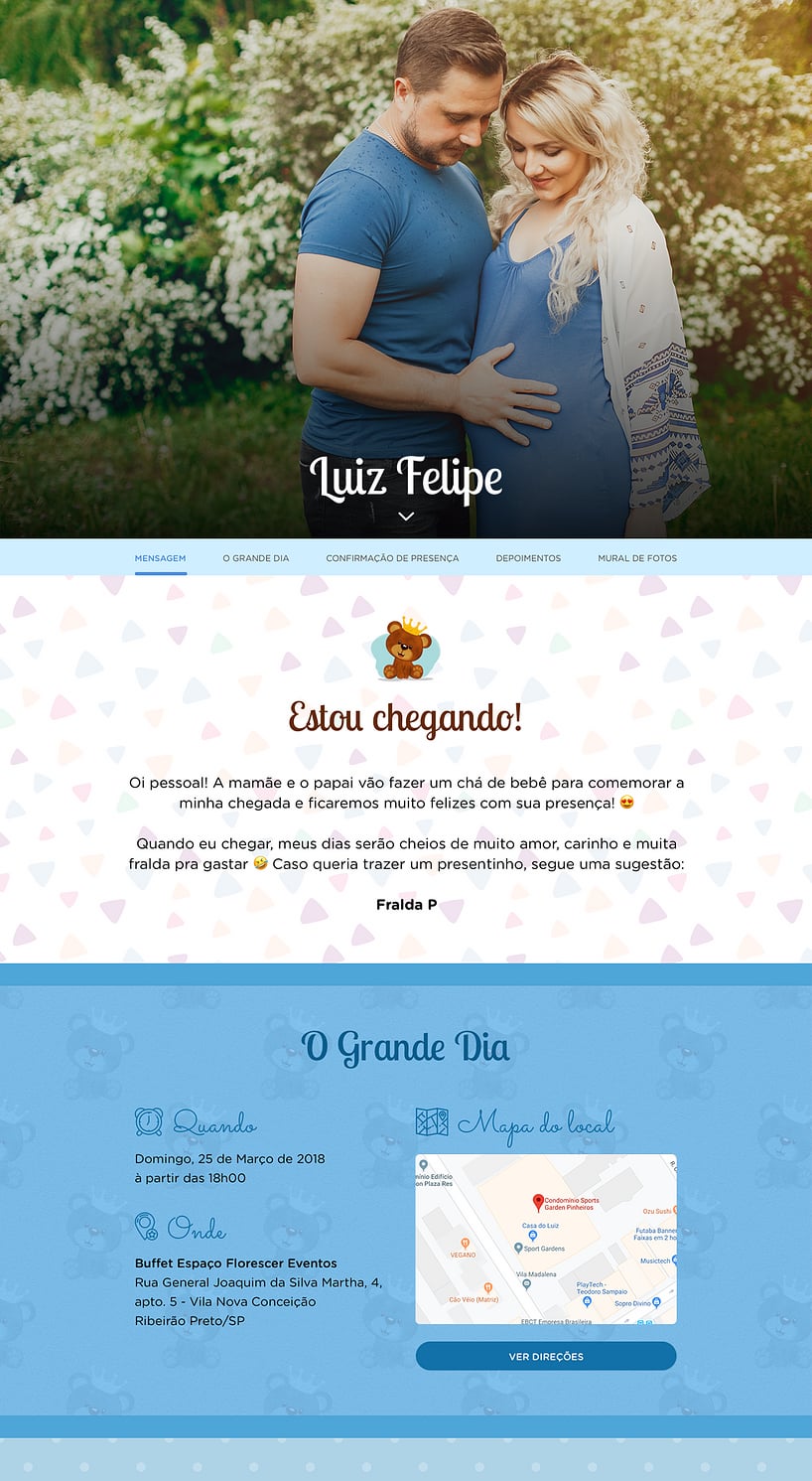 Convite Online Chá de bebê - Ursinho | FestaLab