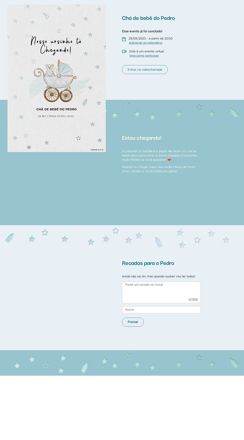 Convite Online Chá de bebê - Ursinho no Carrinho | FestaLab