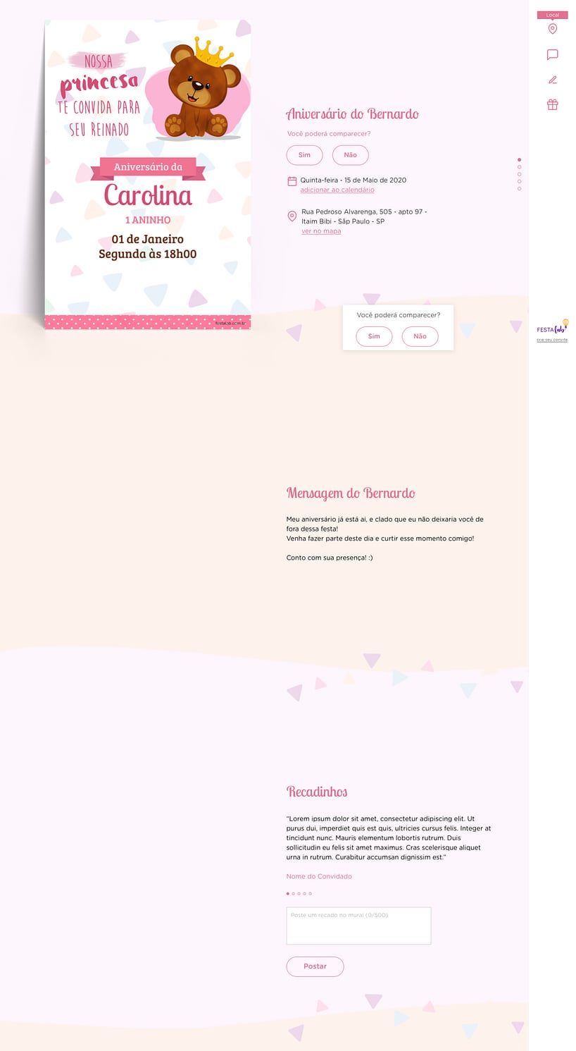 Convite Online Chá de bebê - Ursinho | FestaLab