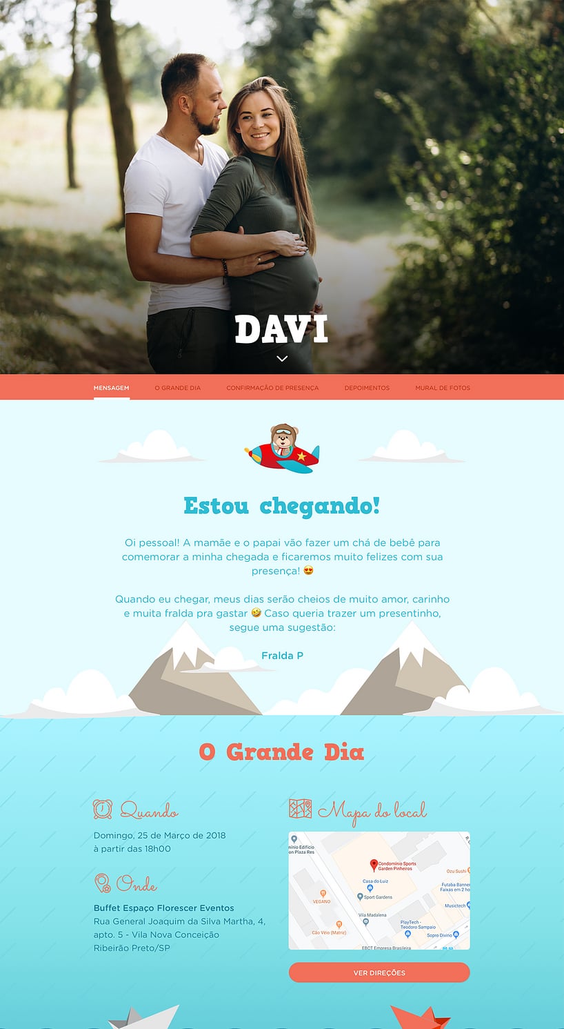 Convite Online Chá de bebê - Urso Aviador - Chá de bebê | FestaLab