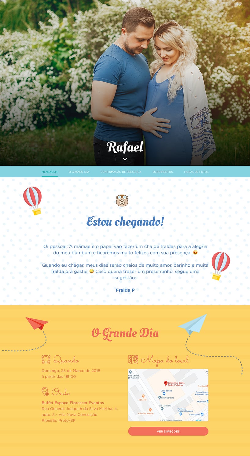 Convite Online Chá de bebê - Urso Baloeiro | FestaLab