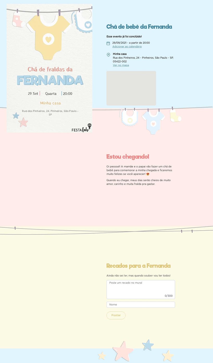 Convite Online Chá de fraldas - Boas vindas | FestaLab