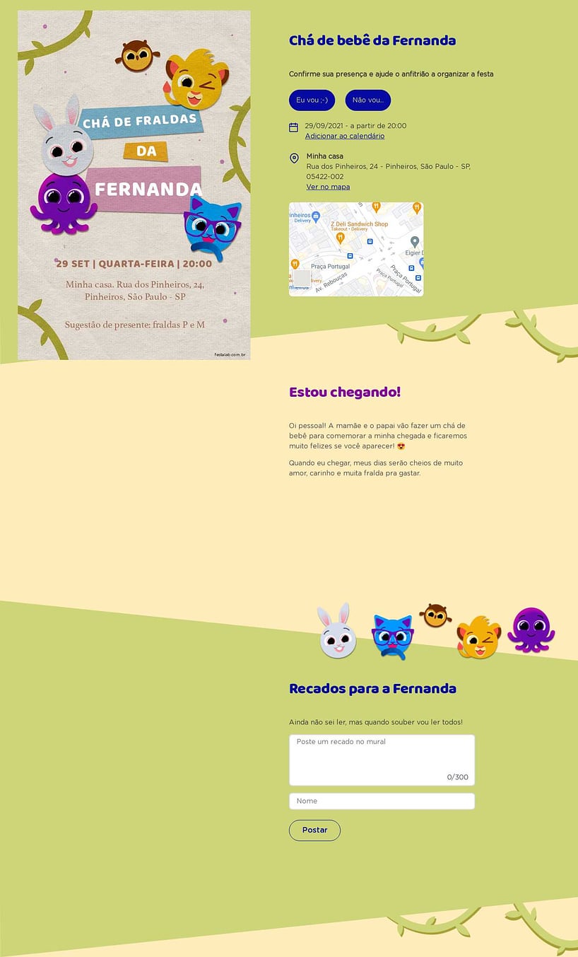 Convite Online Chá de fraldas - Bolofofos Selva | FestaLab