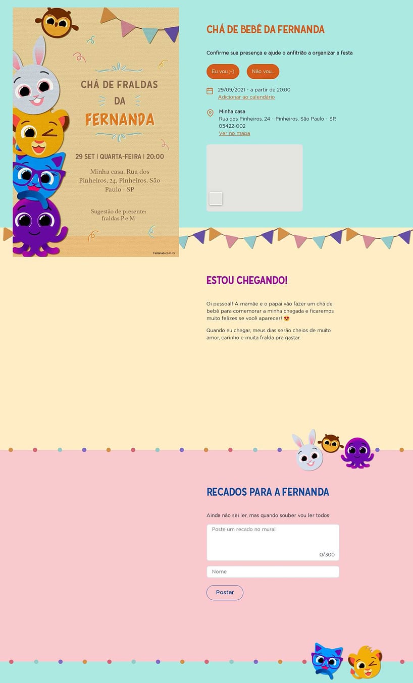 Convite Online Chá de fraldas - Bolofofos Surpresa | FestaLab