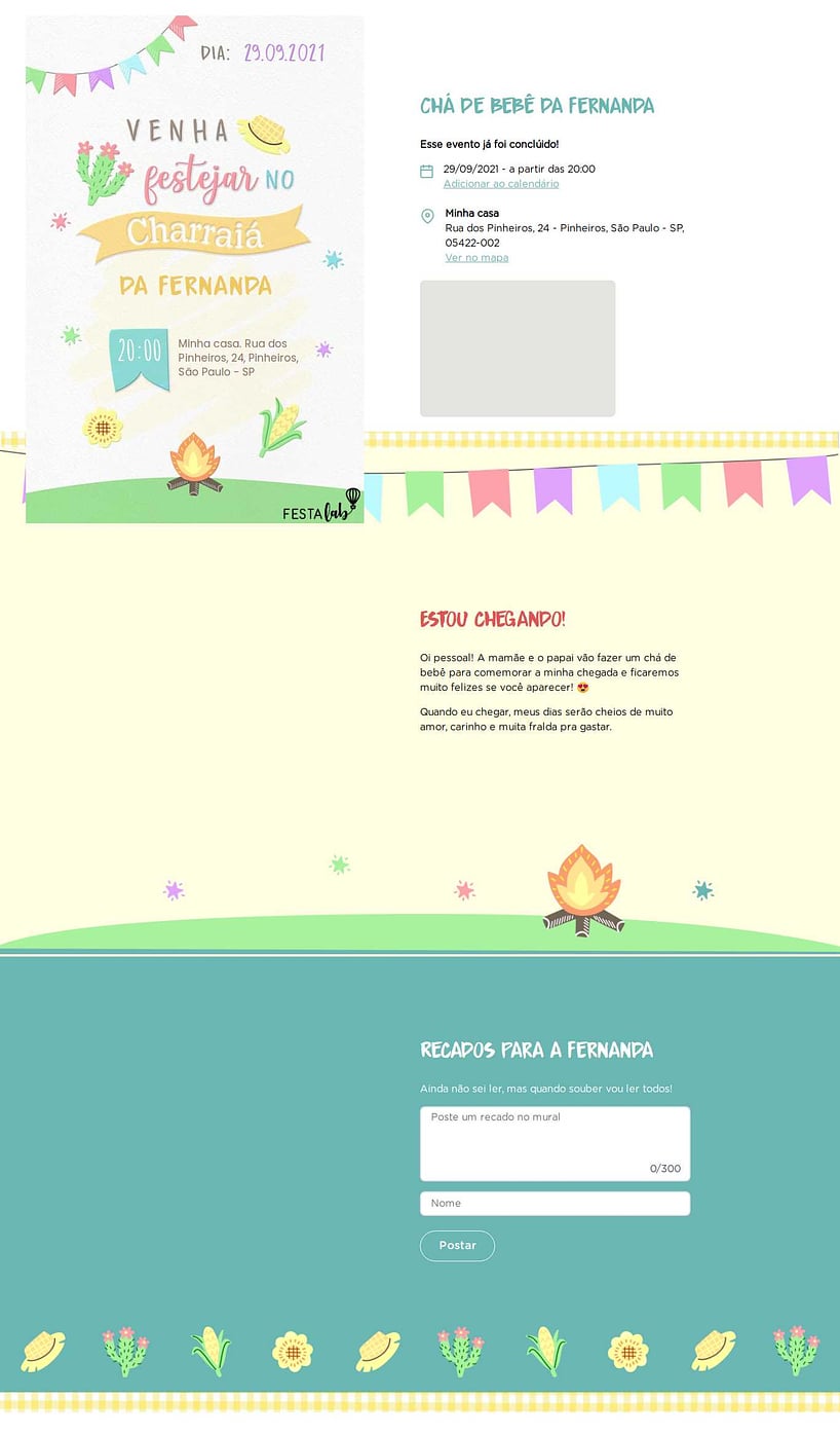 Convite Online Chá de fraldas - Chá de Arraiá | FestaLab