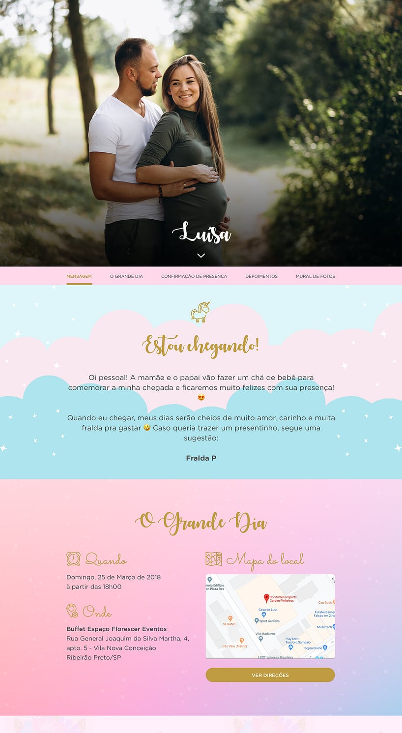 Convite Online Chá de fraldas - Coroa de Unicórnio | FestaLab