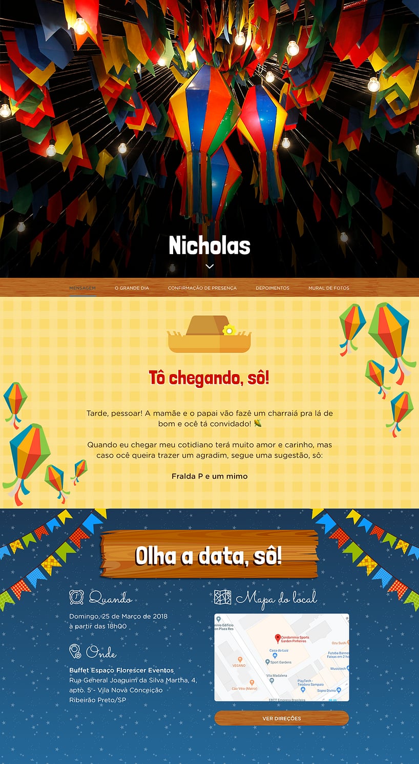 Convite Online Chá de fraldas - Festa Junina | FestaLab