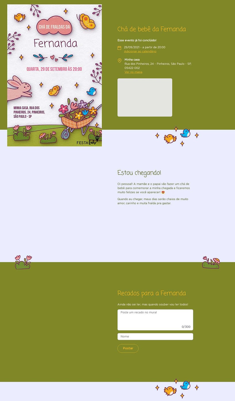 Convite Online Chá de fraldas - No Reino das Flores: Branco | FestaLab