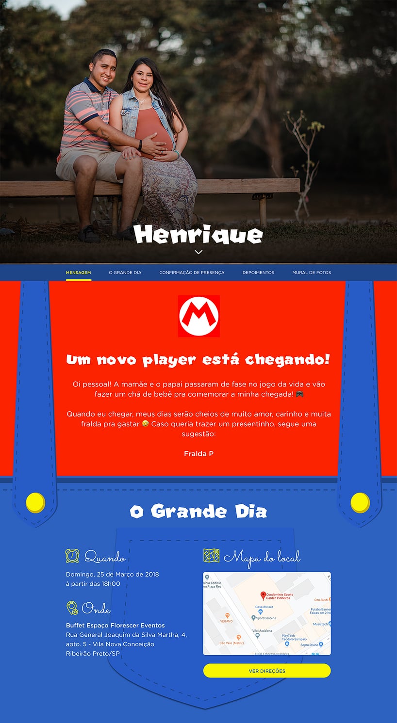 Convite Online Chá de fraldas - Mario Bros. | FestaLab