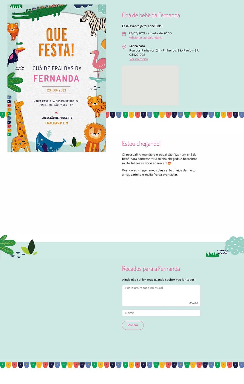 Convite Online Chá de fraldas - Safari Baby Colorido | FestaLab