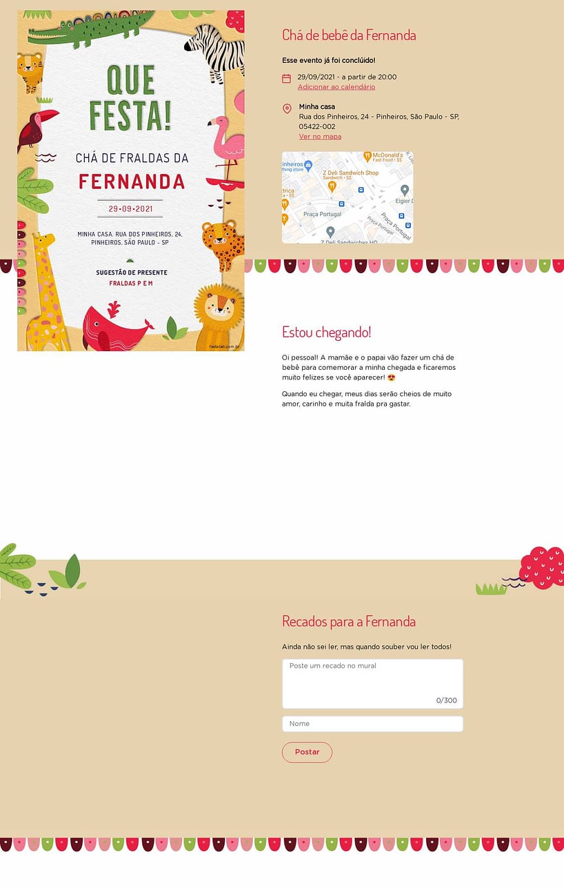 Convite Online Chá de fraldas - Safari baby colorido com laranja | FestaLab